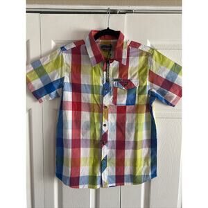 10Threads Boys Youth Large 14/16 Button Down Casual Short Sleeve new